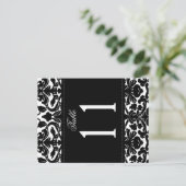 Two Sided Black and White Damask Table Number (Standing Front)