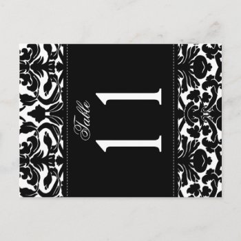 Two Sided Black And White Damask Table Number by NiteOwlStudio at Zazzle