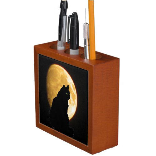Two Sided Black Cat and Moon PencilPen Holder