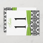 Two-sided Black, White, Lime Damask Table Number (Front/Back)