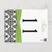Two-sided Black, White, Lime Damask Table Number (Back)