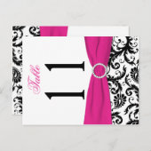 Two-sided Black, White, Pink Damask Table Number (Front/Back)