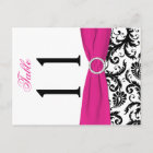 Two-sided Black, White, Pink Damask Table Number