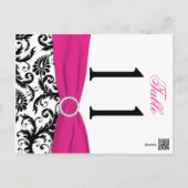 Two-sided Black, White, Pink Damask Table Number (Back)