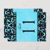 Two Sided Blue and Black Damask Table Number (Front/Back)