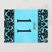 Two Sided Blue and Black Damask Table Number (Back)