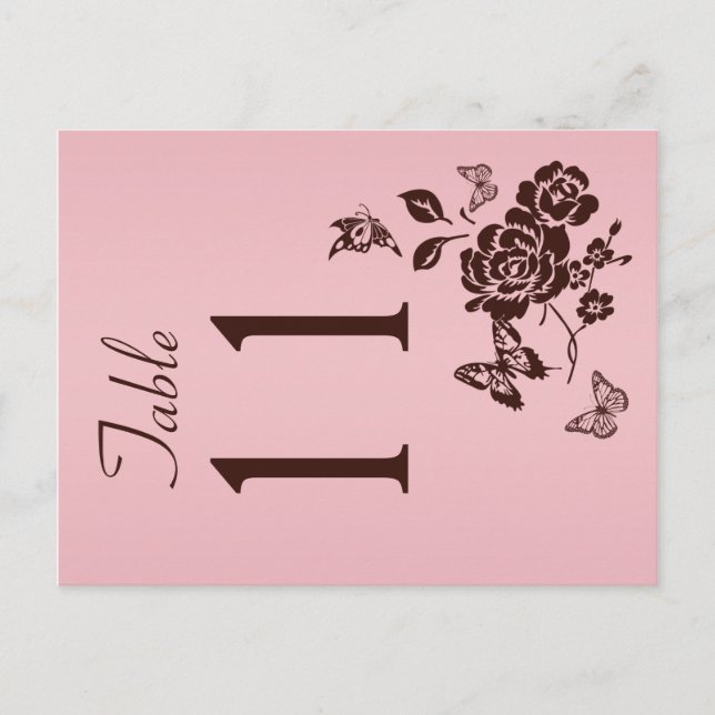 Two Sided Blush Pink and Brown Table Number (Front)