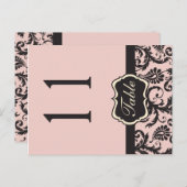 Two Sided Blush Pink and Gray Damask Table Number (Front/Back)
