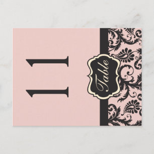 Two Sided Blush Pink and Gray Damask Table Number