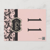 Two Sided Blush Pink and Gray Damask Table Number (Back)