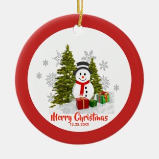 Two Sided Christmas Snowman Ornament