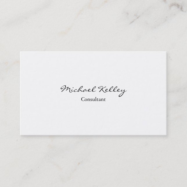 Two Sided Classical Simple Black White Handwriting Business Card (Front)