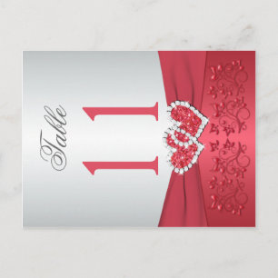 Two Sided Coral Pink and Gray Floral Table Number