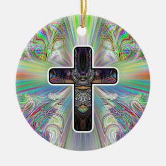 Two Sided CROSS Ceramic Ornament