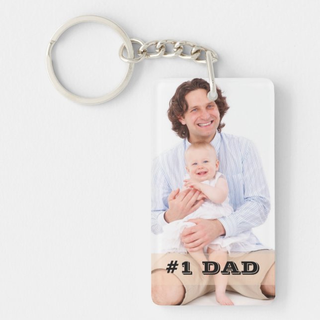 Two Sided Custom Photo #1 Dad Father Gift Keychain (Front)