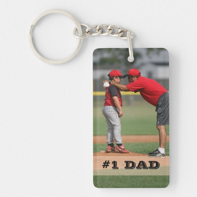 Two Sided Custom Photo #1 Dad Father Gift Keychain (Front)