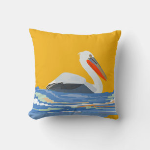 Two-Sided Dalmatian pelican Throw Pillow