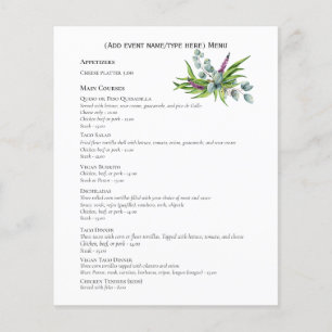 Two sided Eucalyptus Menu Template Budget Flyer
