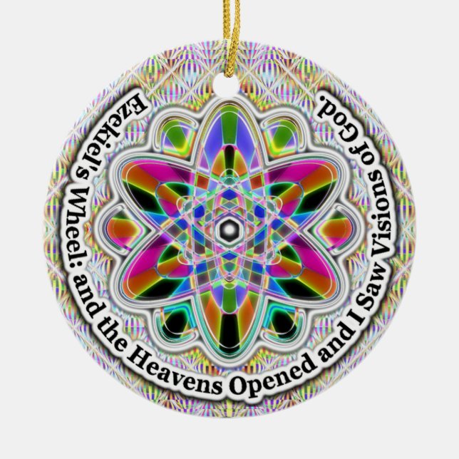 Two Sided - Ezekiel's Wheel: Visions of God Ceramic Ornament (Front)