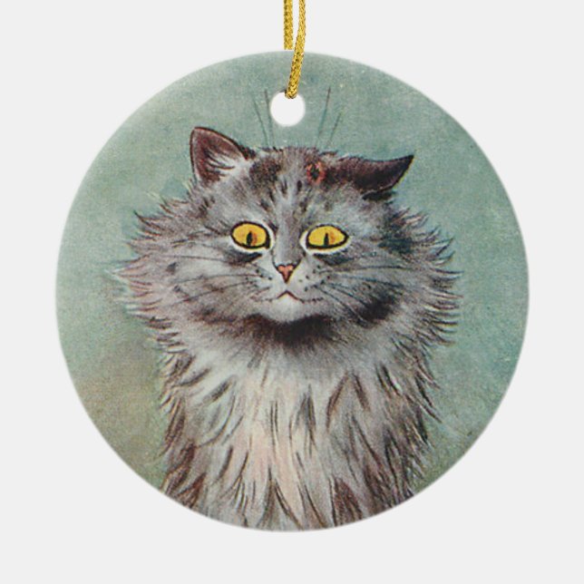 Two Sided Gray Cats • Louis Wain • Ornament  (Front)