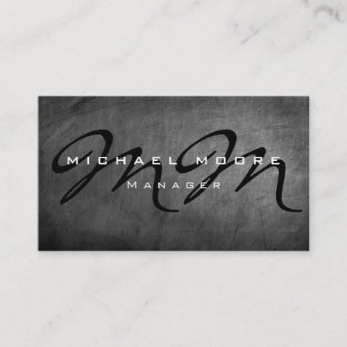 Two Sided Gray Chalkboard Bold Monogram Minimalist Business Card