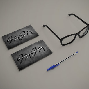 Two Sided Gray Chalkboard Bold Monogram Minimalist Business Card