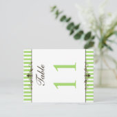 Two Sided Green and White Striped Table Number (Standing Front)