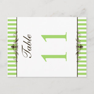 Two Sided Green and White Striped Table Number