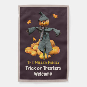 Two-Sided Halloween Family Name Pumpkins Garden Flag