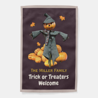 Two-Sided Halloween Family Name Pumpkins Garden Flag