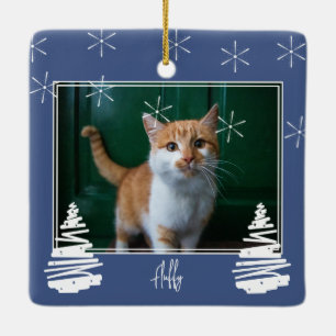Two-Sided Holiday Christmas Tree Family Photo Pet Ceramic Ornament