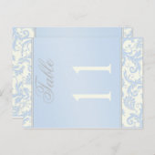Two Sided Ivory and Blue Damask Table Number (Front/Back)