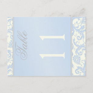 Two Sided Ivory and Blue Damask Table Number