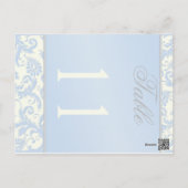 Two Sided Ivory and Blue Damask Table Number (Back)