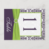 Two Sided Lime and Purple Damask Table Number (Back)