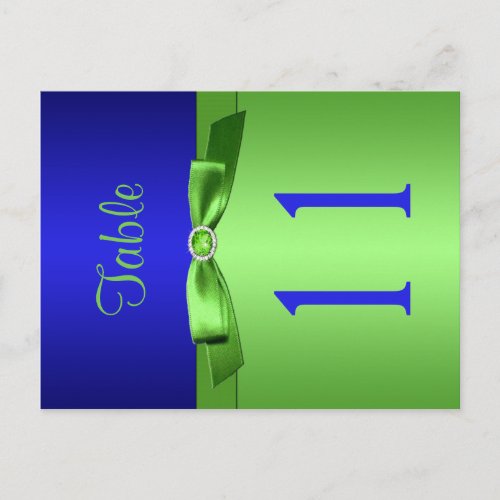 Two Sided Lime and Royal Blue Table Number