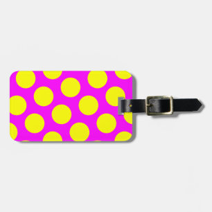 Two Sided Magenta and Yellow Polka Dots Luggage Tag