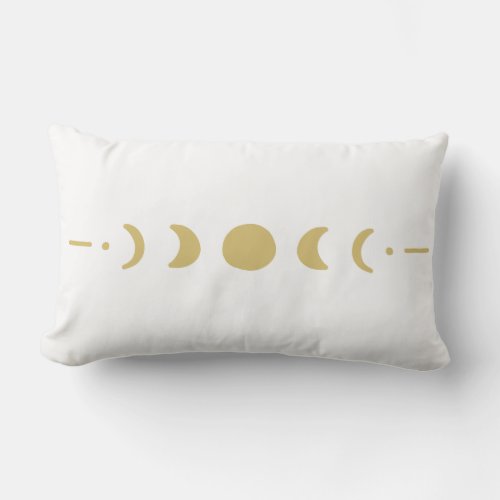 Two Sided Moon Phase Black White Gold Boho Minimal Lumbar Pillow