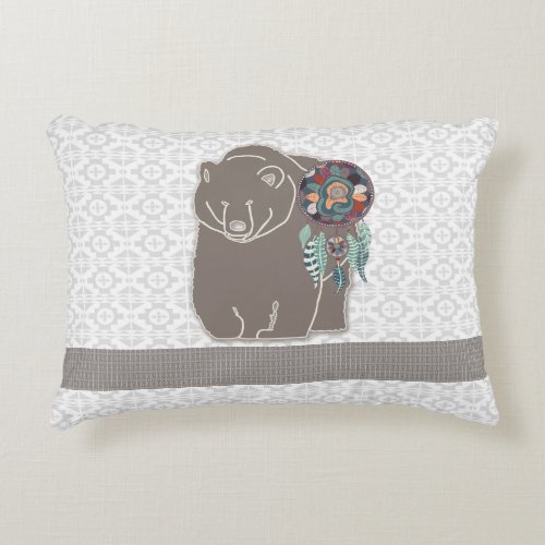 Two_Sided Native American Inspired Bear Tribal Decorative Pillow