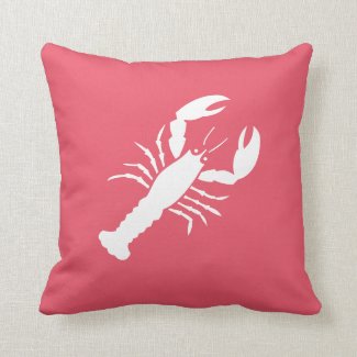 Two-Sided Nautical Pink Lobster Throw Pillow