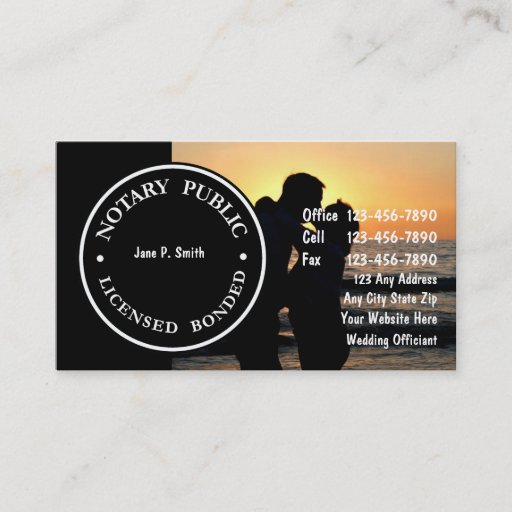 Customizable Two Sided Notary Business Cards