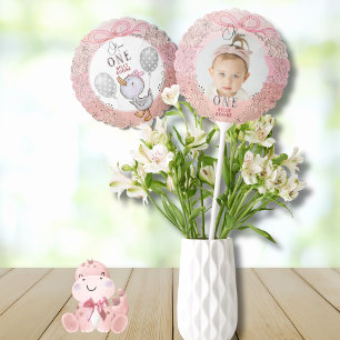 Two-Sided One Silly Goose 1st Birthday Photo Balloon