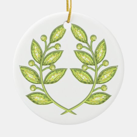 Two Sided Ornament With Crystal Laurel Wreath