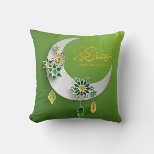 Two_sided Paper cut Ramadan lanterns  moon Throw Pillow