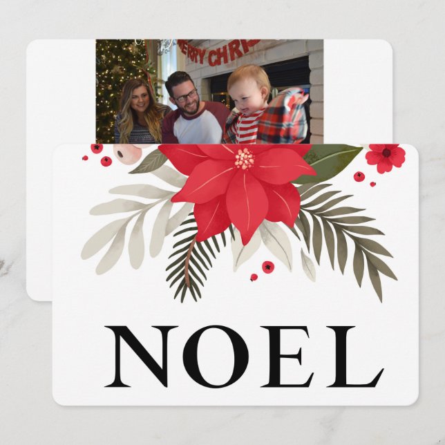 Two Sided Photo NOEL Christmas  Holiday Card (Front/Back)