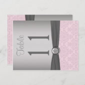 Two Sided Pink and Gray Damask Table Number (Front/Back)