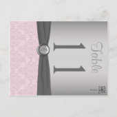 Two Sided Pink and Gray Damask Table Number (Back)
