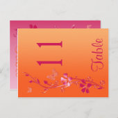 Two Sided Pink and Orange Floral Table Number (Front/Back)