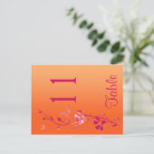 Two Sided Pink and Orange Floral Table Number (Standing Front)