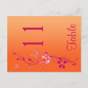 Two Sided Pink and Orange Floral Table Number